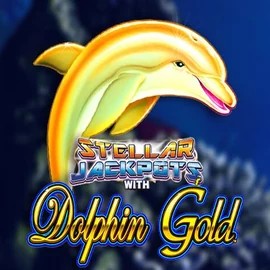 Dolphin Gold with Stellar Jackpots online game logo by Lightning Box Game on baloobets.de